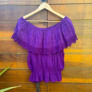 Vintage Off-the-Shoulder Boho Top